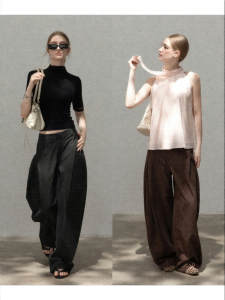 Cantonstory | Stylish Gray Summer Slim Fit Wide Leg Pants