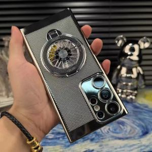 Samsung S25Ultra S23Plus Wireless Charging Compatible Gyro Rotating Stand Magnetic Absorption Grid Design Mobile Phone Case