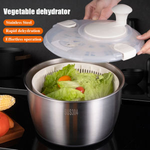 สแตนเลสเครื่องคลุกสลัดพร้อมฝาปิด4.8L ขนาดใหญ่และฐานกันลื่น-เครื่องคลุกสลัดพร้อมไดรฟ์ข้อเหวี่ยงและปุ่มหยุด-BPA ฟรีและเครื่องล้างจานปลอดภัย