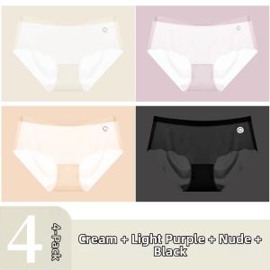 Traceless Cooling Silk Lightweight Comfortable Breathable Cotton Crotch Womens Briefs 6 Pieces