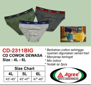 Cd | Cd pria | AGREE 2311 JUMBO | cd pria ukuran jumbo | celana dalam | celana dalam jumbo | Celana Dalam Pria Big Size | cd Pria Jumbo Isi 3 Pcs | cd Cowok Karet Luar | Celana Dalam Pria Agree Sport | Pakaian Dalam | LUCKY JO21
