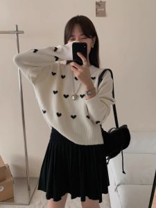 Áo Len Dệt Kim Cổ Tròn Rộng Rãi Dài Tay Mùa Thu Đông Phong Cách Hàn Quốc Cho Nữ Áo Len Cardigan Cổ Tròn Dài Tay Thường Ngày