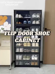 Flip Dustproof Shoe Cabinet with Clear Door / 30cm Deep Large Shoe Rack Organizer