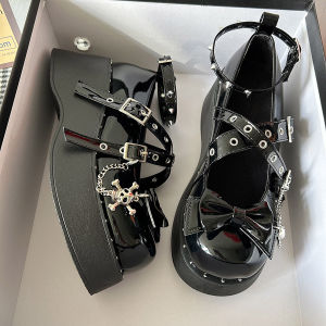 Punk Lolita Sweet Cool Spicy Y2K Subculture Dark Student Thick Bottom Womens round Head Single Shoes Fashion Mary Janes