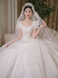 ชุดแต่งงานสไตล์เจ้าหญิง แขนฟอง แขนยาว กระโปรงทรงเอ ชุดราตรีสไตล์ย้อนยุค ชุดเจ้าสาว ชุดราตรี ชุดแต่งงาน