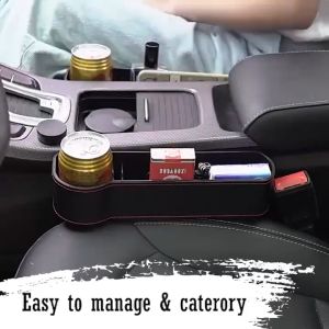 High Quality Leather Car Seat Side Gap Slit Pocket Storage Organizer Box Cup Holder Center For Wallet Phone Coins 车内收纳盒