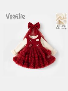 VOONLIE | Đầm Nệm Phong Cách Công Chúa Màu Đỏ Lễ Hội Mùa Đông