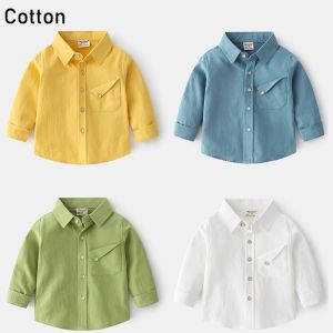 lontakids Boys Long Sleeve Dress Shirts Classic Collared Button-Down T-shirt Solid Corduroy Cotton Top 2-7 Years