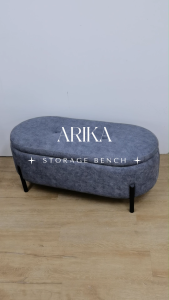 CHF ARIKA Modern Upholstered Storage Bench/Fabric Pet Friendly/Powder Coated Metal/Bangku Simpanan/现代风格软垫储物长凳