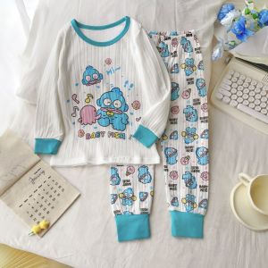 Spring Autumn Childrens Hello Kitty Ugly Fish Han Dun Pure Cotton Home Clothes Set Long Sleeve Sleepwear for Boys And Girls