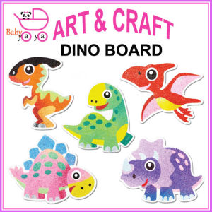 BabyYaya 5 in 1 sand art dinosaur board kit for kids playtime mainan budak art & craft creativity 儿童创造力 Colouring Sand Kids Play Mainan Budak Children play