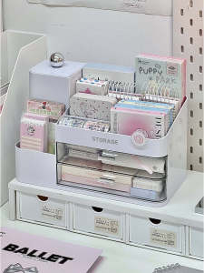 Desktop Makeup Organizer Box Lipstick Eyebrow Pencil Separator Cosmetic Brush Holder Plastic Square Storage Container