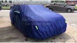 PERODUA AXIA M ~Penutup Kereta Outdoor Indoor High Quality Extra Thick 3 Layers Zip Design Jet Car Cover