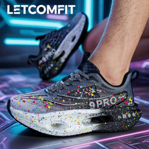 New Carbon Plate Mens Running Shoe Night Fluorescent Cushioning Sneakers Women Lace-Up Lightweight Casual Shoes Jog Shoes
