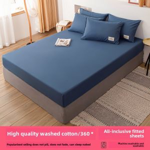 Pure Color Dustproof Mattress Protector Single Piece Bed Canopy Slip Resistant Bedding Cover Quilted Mattress Cover