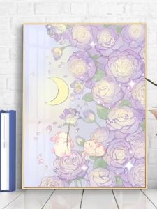 Diamond Painting Moonlight Purple Rose Full Drill Modern Simple Living Room Decor Handmade Artwork Small Piece of Canvas