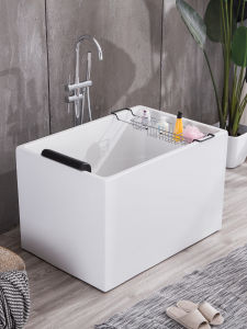 Mini Acrylic Bathtub Deep Soak Compact Freestanding Adult Small Home Japanese Style Bath Tub Rectangular Shape No Faucet Included