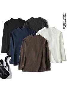 Autumn Winter New Style Mens Long Sleeve Thermal T-Shirt Double Sided Fleece Half High Collar Soft Skin Friendly Base Layer Top