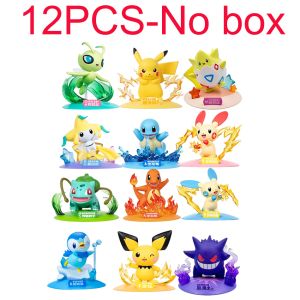 Bandai | 12 Pok é mon Action Dolls Pikachu Blind Box Anime Models Desktop Decorations Pok é mon Toys Childrens Birthday Gifts
