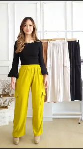 celana cargo kulot knit hornet celana panjang wanita masakini celana cullotes knit gembol