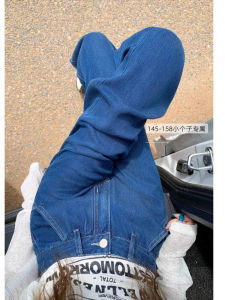 กางเกงยีนส์ทรงหลวมสไตล์ย้อนยุคแบบอเมริกันสำหรับผู้หญิง กางเกงขายาวทรงตรงเอวสูง ทรงหลวม ทรงขากระบอกเล็ก ทรงยาวปานกลาง ฤดูใบไม้ร่วง 2024