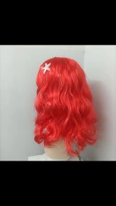 Wig Merah Mermaid Rambut Palsu Cosplay Anak Ariel Putri Duyung