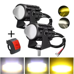 2pcs รถจักรยานยนต์ LED ไฟหน้า 12V ไฟ LED สว่างสูงสําหรับรถจักรยานยนต์ Moto LED เสริมสปอตไลท์