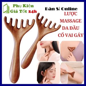 Lược Cào 6 Móng - Lược Gỗ Đàn Hương Massage Da Đầu Cổ Vai Gáy Giúp Thư Giãn  Xả Stress Chuyên Dùng Cho Spa - Lược Matxa Gỗ / Lược Massage  Lược Chải Tóc
