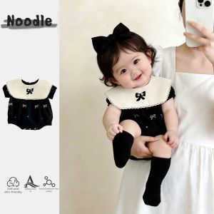 Bodysuit with Collar and Bow for Newborn Girls