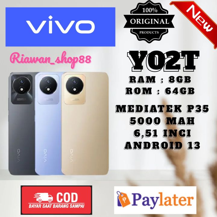 HP VIVO Y02T  RAM 8GB (4+4GB)/64GB, ANDROID 13 ,5000 MAH GARANSI RESMI 1TAHUN