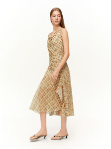DUSHU | Retro Check Mesh Vest Dress