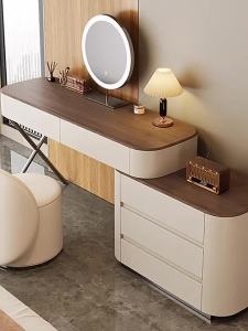 DUOBAOFUXING | Cream Style Scratch-resistant Real Wood Extensible Vanity Table