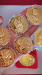 2026 Year of the Horse Golden Foil Lucky Coin Charm for Wealth Health  Christmas Gift