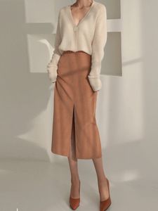 PIAOYA | Front Slit Straight Pencil Skirt