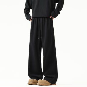 Stylish Grey Slit Jogger Pants Men Loose Fit Baggy Long Trousers