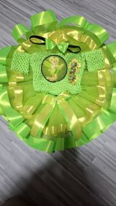 Green Tinkerbell Baby Dress with Tulle Skirt and Bow