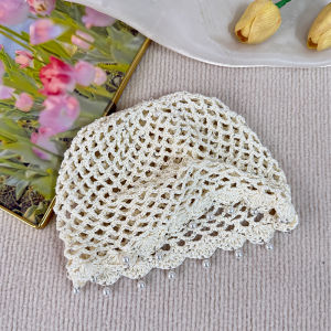 Thời Trang Nữ Mũ Beret Dệt Kim Rỗng Thoáng Khí Có Viền Ngọc Trai Mũ Len Thường Ngày Mùa Hè Phong Cách Hàn Quốc