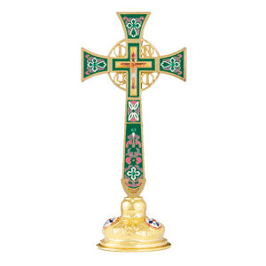 New Orthodox Standing Cross Jesus Cross Procession Cross Zinc Alloy Gold Plated Religious BoxGift Wedding Funeral Worship Church