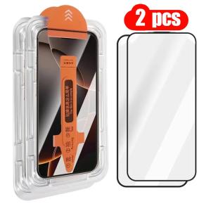 1-3Pcs Dust Free Screen Protector For iPhone 17 Pro Max 16 15 13 11 12 Mini 14 7 8 6 6S Plus X XR XS Max Easy Installation Glass