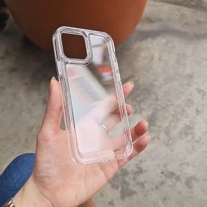 Case For IP 17 AIR / 17 PRO MAX / 16 PLUS 16 PRO MAX / X / XS / XS MAX / XR / 11 PRO MAX / 12 PRO MAX / 13 MINI /  13 PRO MAX / 14 PLUS / 14 PRO MAX / 15 PLUS / 15 PRO MAX - ARMOUR MILITARY PREMIUM SOFT CASE TPU + ACRYLIC CLEAR BENING TRANSPARANT