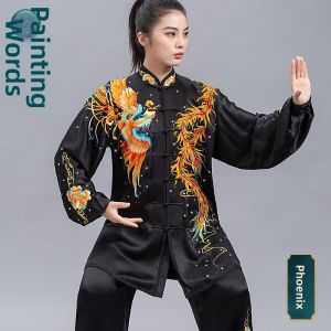 Breathable Lightweight Loose Embroidered Phoenix Practice Clothing