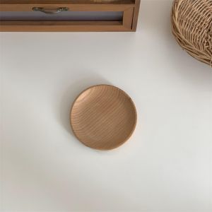 Nordic Minimalist Elm Wood Tray Aromatic Candle Stand Wooden Plate Entrance Key Storage Tray Multi-Functional Desktop Organizer