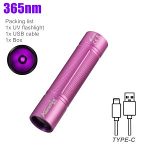 Alonefire | 365nm/395nm Mini UV Flashlight USB Rechargeable Resin Nail polish Curing Pet Stain Tinea Invisible Ink Marker Money Light Torch