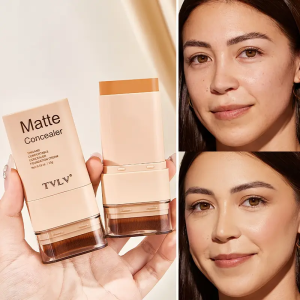 15g 2-in-1 foundation eraser double-ended concealer stick with brush head waterproof natural makeup long-lasting cream texture