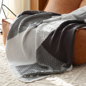 Nordic Style Knitted Blanket Grey Leisure Sofa Cover Blanket for Afternoon Nap Living Room Single Person Sample Room Blanket