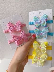 Ikat Rambut Anak Perempuan Bentuk Kupu-Kupu 2IN1 Kunciran Rambut Manik-Manik Kilau Sequin Aksesoris Rambut Wanita Lucu 2 IN 1 Hairband Kunciran Warna Warni Gradasi Butterfly Hair Tie Lucu HHG