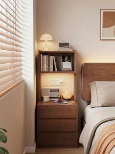 DONGMU | Natural Wood Multifunctional Nightstand and Shelf