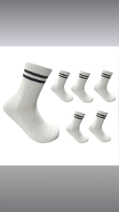 6 Pairs Vivachouchou Women’s Cushioned Sports Socks – Mid-Calf Striped Breathable Anti-Slip All-Season | Ships from Korea