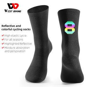 WEST BIKING Professional Cycling Socks Breathable Bicycle Racing Compression Socks Men Soccer Basketball Sports Reflective Socks Mens Sports Accessories