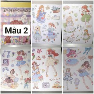 Một cuốn có 24 tờ dán sticker kích thước 6.5x8.5cm có nhiều mẫu rất đẹp